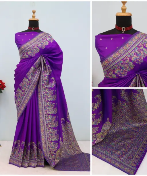 Mb 46 Pashmina Silk Woven Motifs Saree Collection