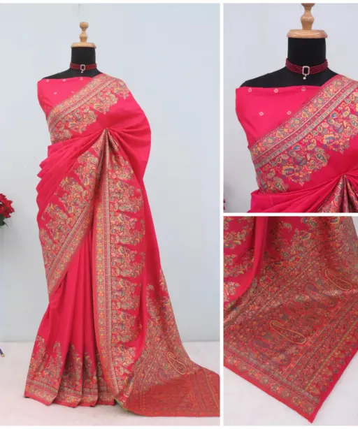 Mb 46 Pashmina Silk Woven Motifs Saree Collection