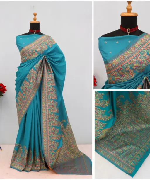 Mb 46 Pashmina Silk Woven Motifs Saree Collection