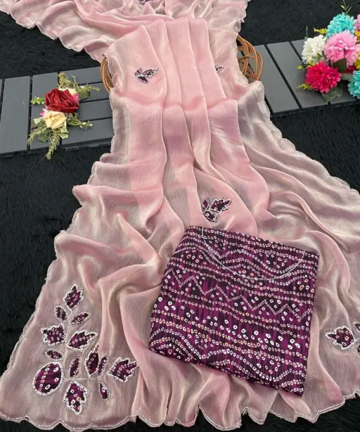 Modal 6339 Chiffon Embossed Foil with Cut Work Designer Saree Collection