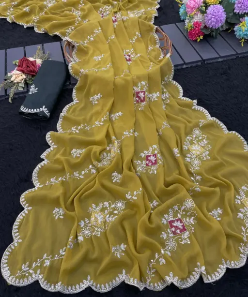 Modal 6358 Georgette Embroidered Designer Saree Collection