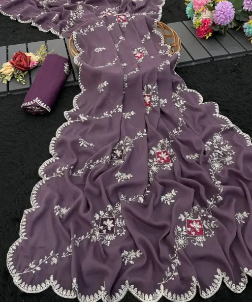 Modal 6358 Georgette Embroidered Designer Saree Collection