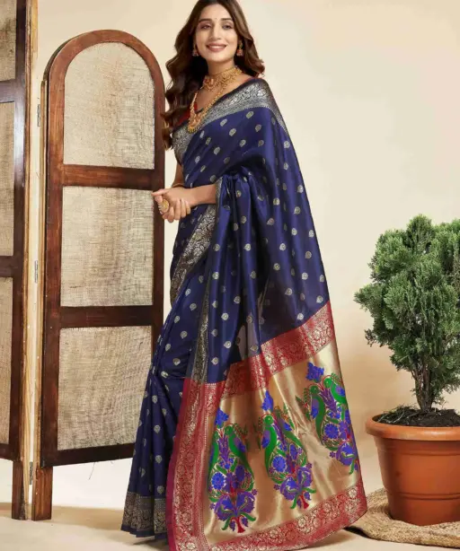 P 204 Silk Woven Work Fancy Saree Collection