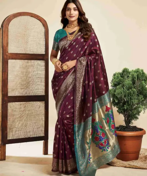 P 204 Silk Woven Work Fancy Saree Collection