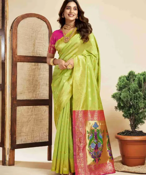 P 204 Silk Woven Work Fancy Saree Collection
