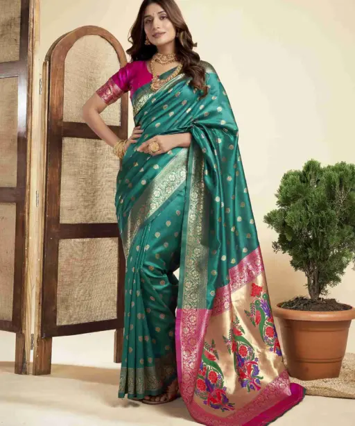 P 204 Silk Woven Work Fancy Saree Collection
