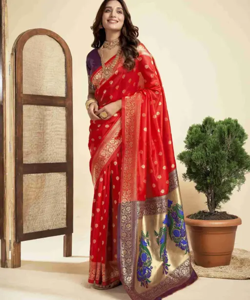 P 204 Silk Woven Work Fancy Saree Collection