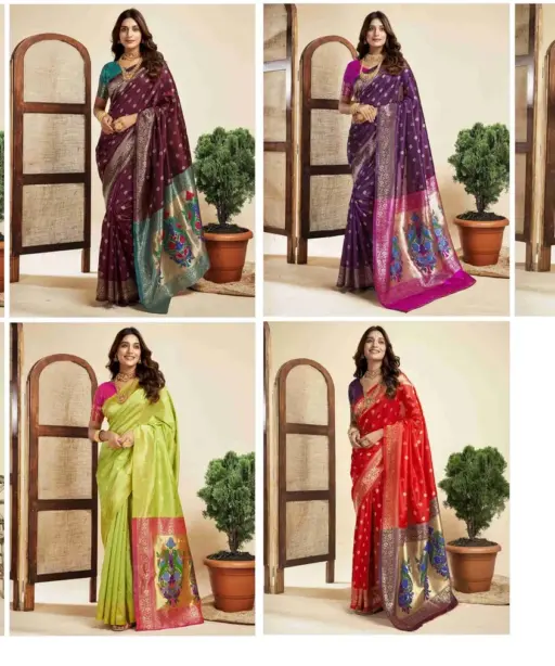 P 204 Silk Woven Work Fancy Saree Collection