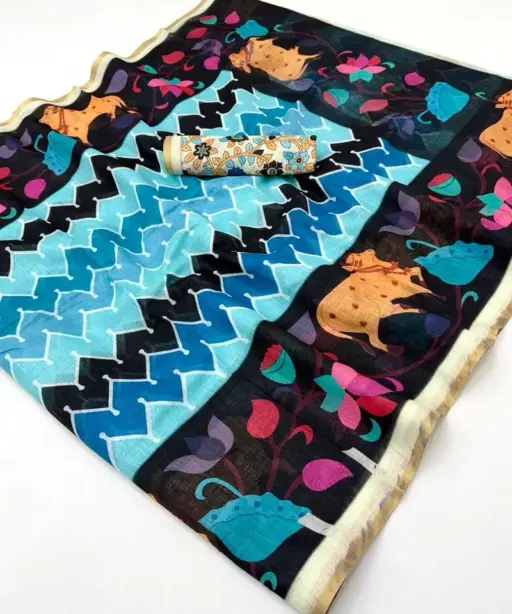 Rajyog Leena 346001 to 346007 Soft Linen Zari Border Fancy Saree Collection