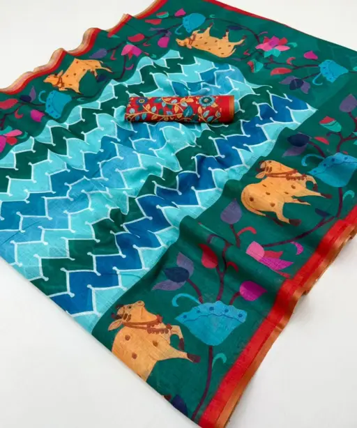 Rajyog Leena 346001 to 346007 Soft Linen Zari Border Fancy Saree Collection