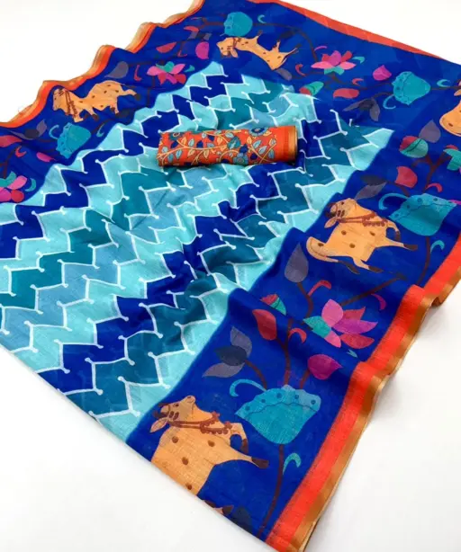 Rajyog Leena 346001 to 346007 Soft Linen Zari Border Fancy Saree Collection