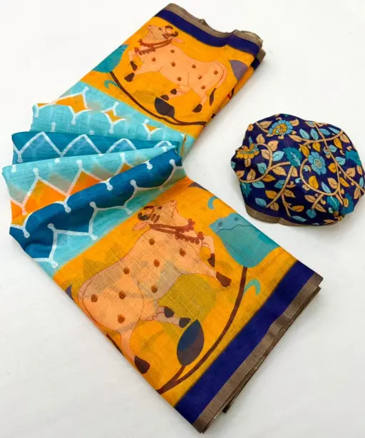 Rajyog Leena 346001 to 346007 Soft Linen Zari Border Fancy Saree Collection