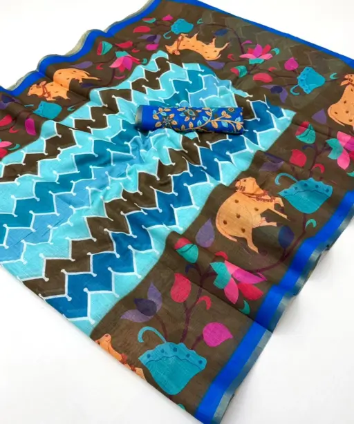 Rajyog Leena 346001 to 346007 Soft Linen Zari Border Fancy Saree Collection