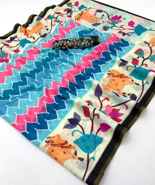 Rajyog Leena 346001 to 346007 Soft Linen Zari Border Fancy Saree Collection