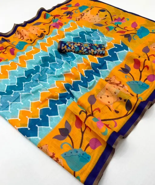 Rajyog Leena 346001 to 346007 Soft Linen Zari Border Fancy Saree Collection