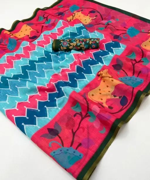 Rajyog Leena 346001 to 346007 Soft Linen Zari Border Fancy Saree Collection