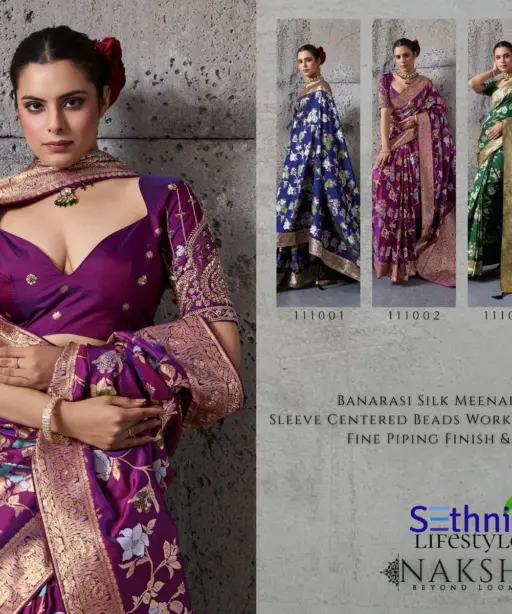Sethnic Nakshi Banarasi Silk Sequence Work Saree Collection