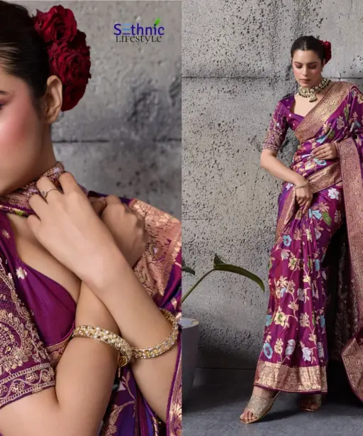 Sethnic Nakshi Banarasi Silk Sequence Work Saree Collection