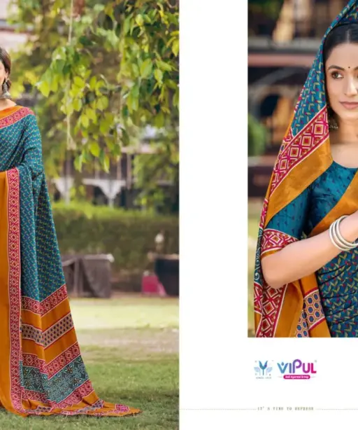 Vipul Heritage Silk Vol 14 Crepe Printed Casual Wear Saree Collection
