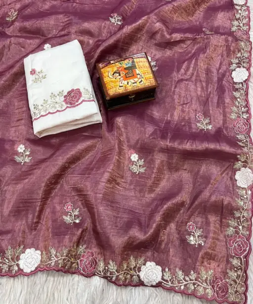 Vt 811 T Gold Crush Embroidery with Multi Threaded Designer Saree Collection