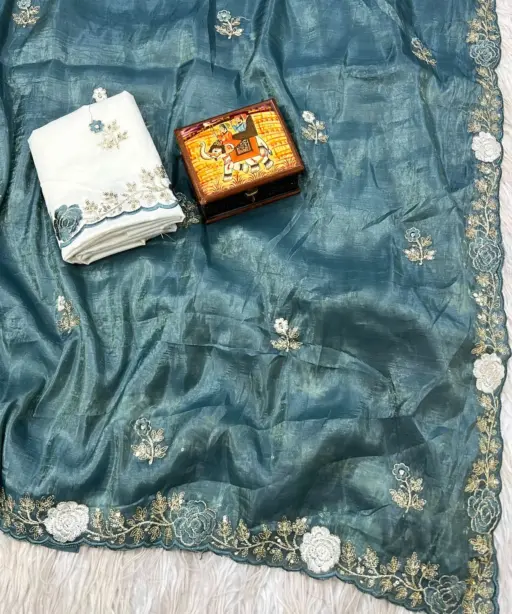 Vt 811 T Gold Crush Embroidery with Multi Threaded Designer Saree Collection