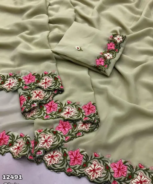 Arham Georgette Floral Multi Thread Worked Fancy Saree Collection