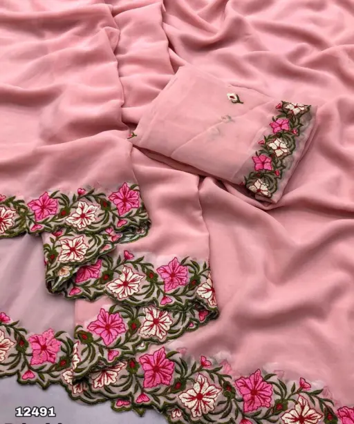 Arham Georgette Floral Multi Thread Worked Fancy Saree Collection