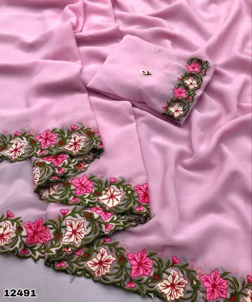 Arham Georgette Floral Multi Thread Worked Fancy Saree Collection