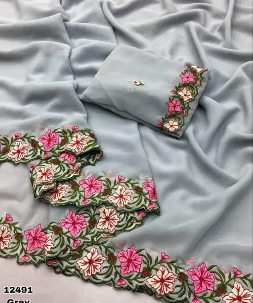 Arham Georgette Floral Multi Thread Worked Fancy Saree Collection