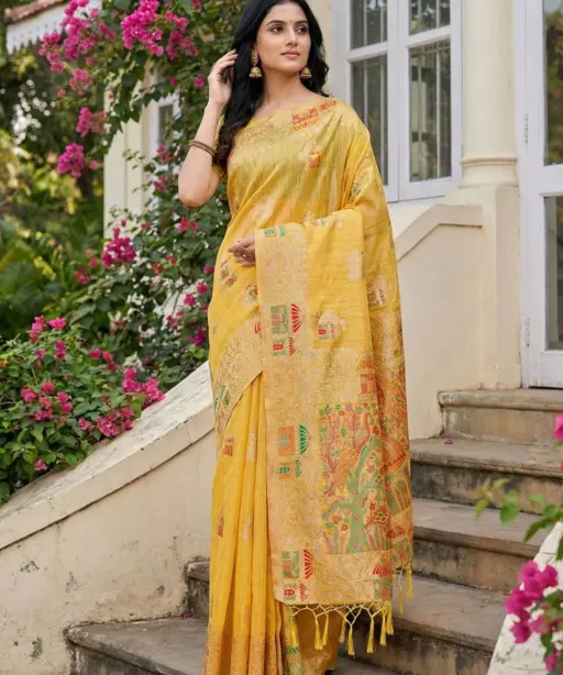 Ast Linen Grace Soft Linen Cotton Festival Wear Saree Collection