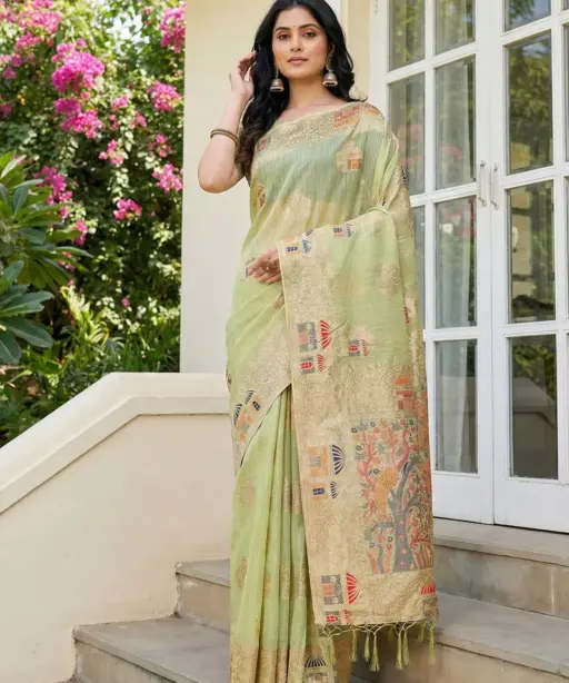 Ast Linen Grace Soft Linen Cotton Festival Wear Saree Collection