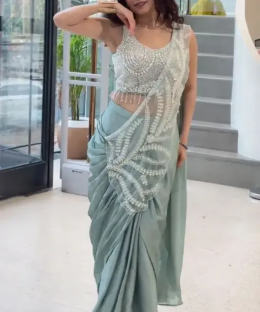 Bt 7143 Rangoli Embroidery Sequence Work Beautiful Ready to Wear Saree