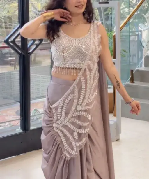 Bt 7143 Rangoli Embroidery Sequence Work Beautiful Ready to Wear Saree