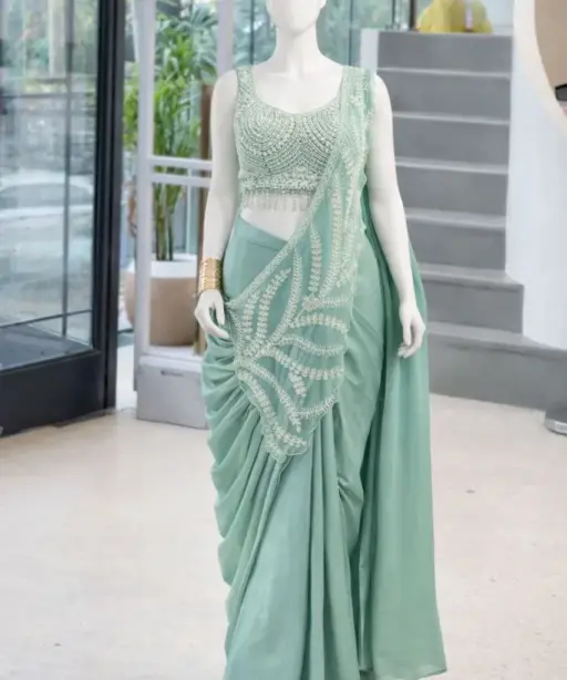 Bt 7143 Rangoli Embroidery Sequence Work Beautiful Ready to Wear Saree