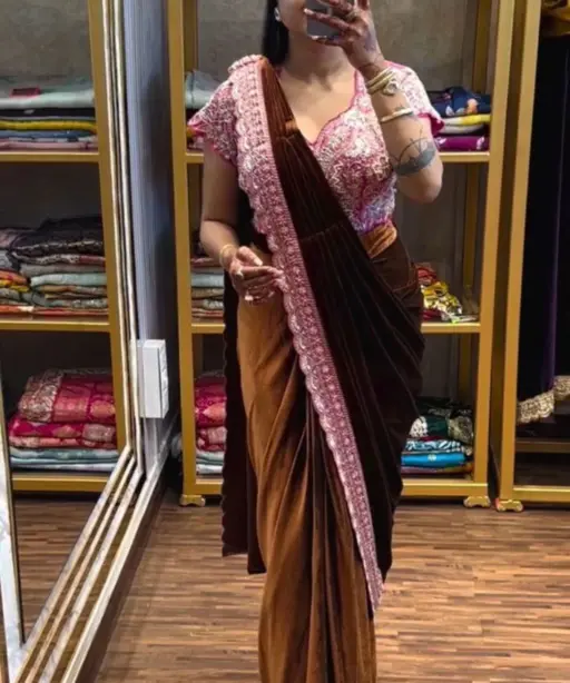Bt 7145 Fandy Satin Sequence Worked Ready to Wear Saree Collection