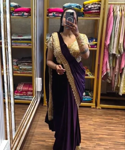 Bt 7145 Fandy Satin Sequence Worked Ready to Wear Saree Collection