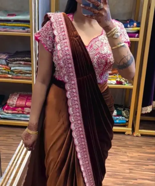 Bt 7145 Fandy Satin Sequence Worked Ready to Wear Saree Collection