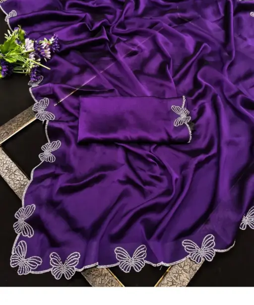 Butterfly Chanderi Silk Embroidered Beautiful Saree Collection