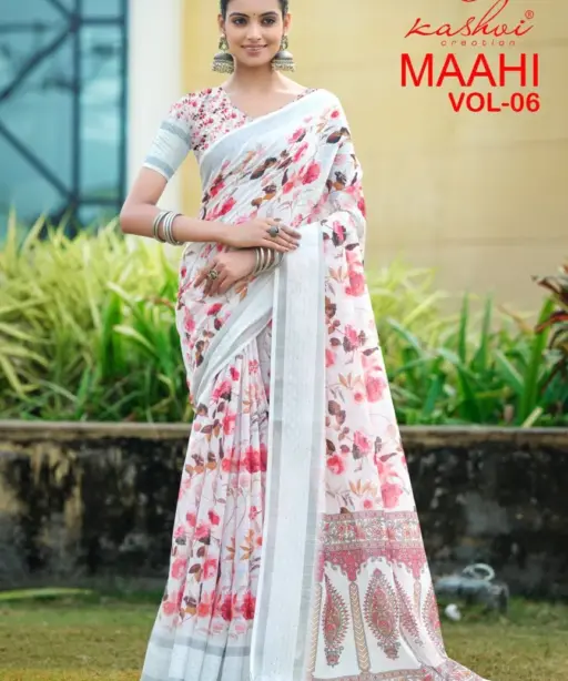 Kashvi Maahi Vol 6 Linen with Sequence Border Saree Collection