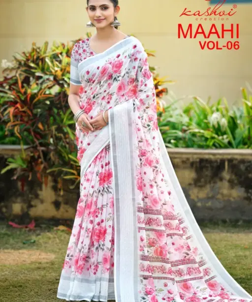 Kashvi Maahi Vol 6 Linen with Sequence Border Saree Collection