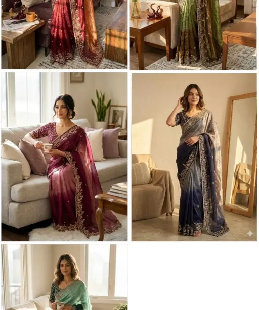 Kc 2096 Soft Frendy Chiffon Beautiful Sequence Worked Designer Saree Collection