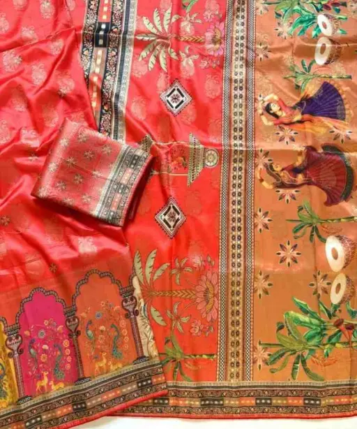 Kc 211 Pure Dola Silk Digital Printed Traditional Wear Saree Collection