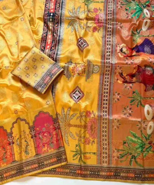 Kc 211 Pure Dola Silk Digital Printed Traditional Wear Saree Collection