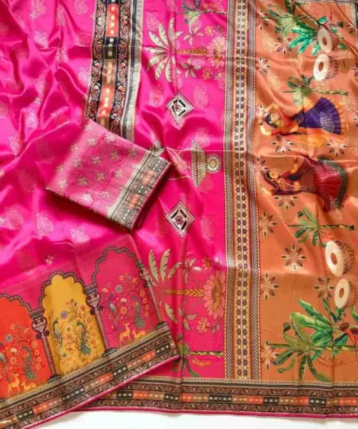 Kc 211 Pure Dola Silk Digital Printed Traditional Wear Saree Collection