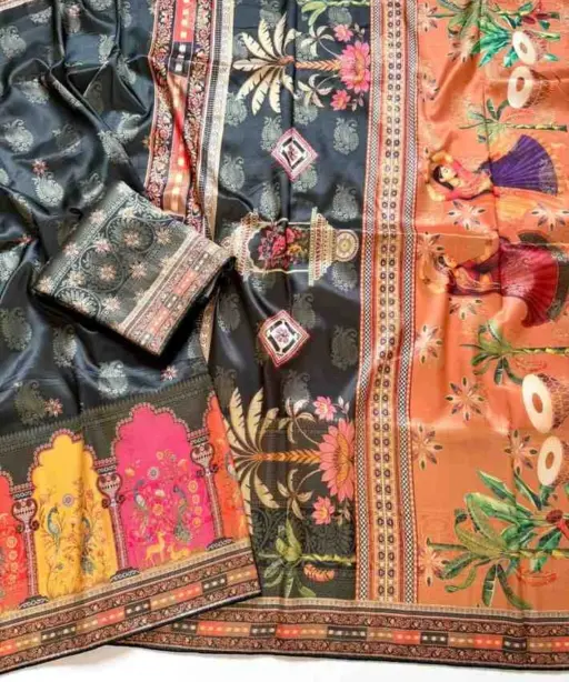 Kc 211 Pure Dola Silk Digital Printed Traditional Wear Saree Collection