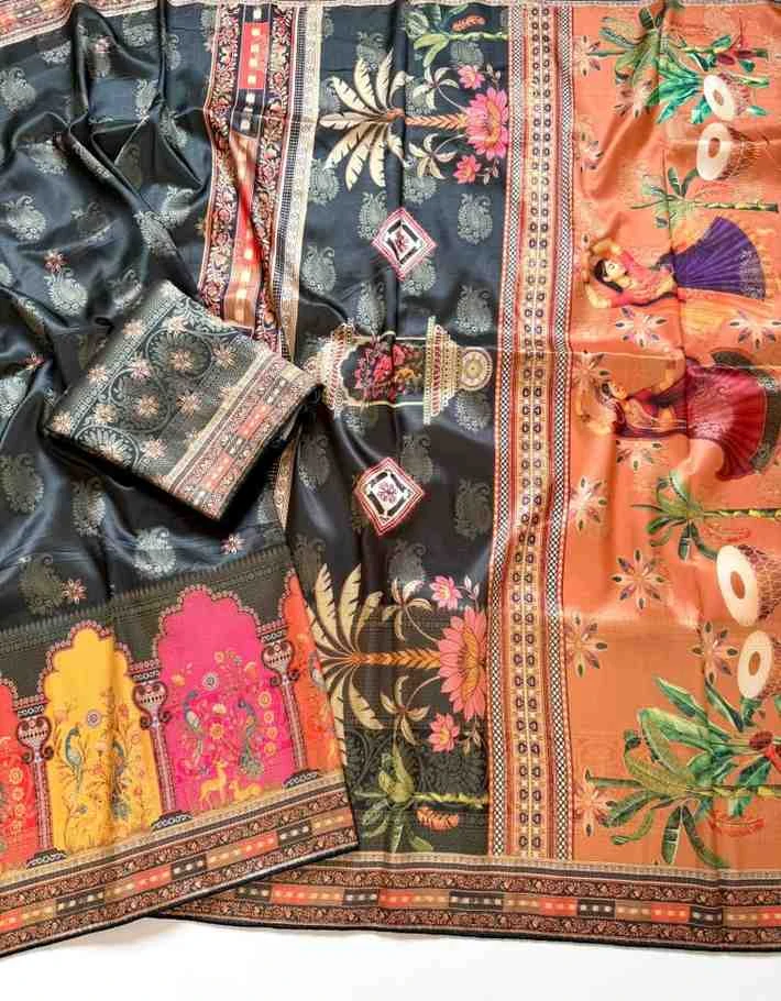 Kc 211 Pure Dola Silk Digital Printed Traditional Wear Saree Collection