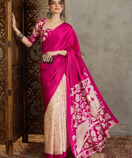 Lux Vol 26 Semi Modal Ajrakh Printed Saree Collection