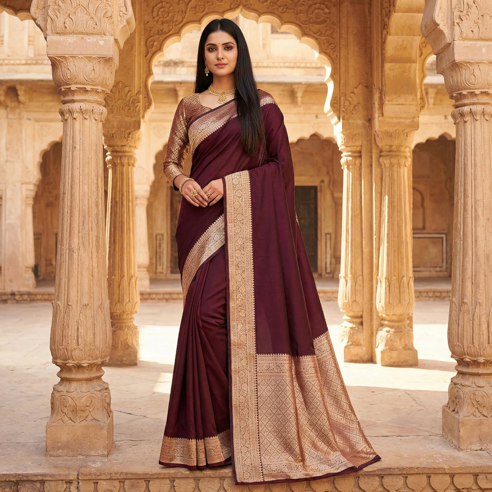 Mb 3322 Premium Banarasi Gala Silk Zari Weaving Sarees