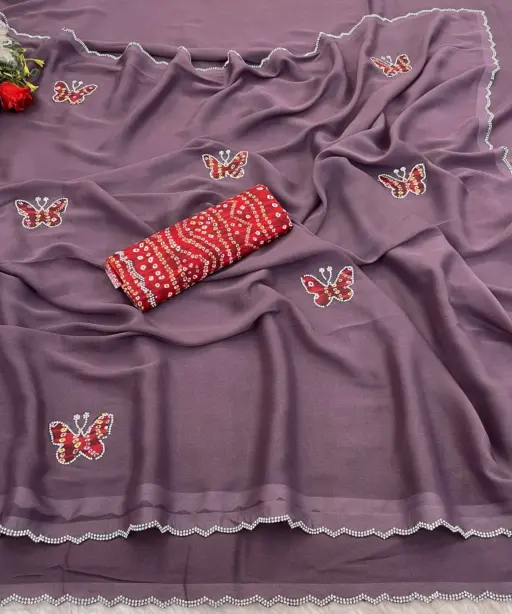 Modal 6377 Georgette Zari Embroidered Fancy Saree Collection