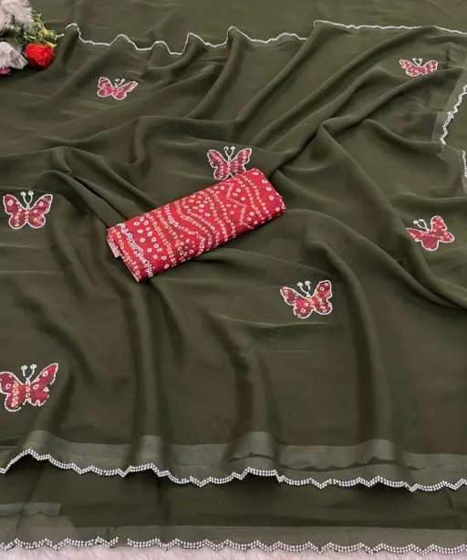 Modal 6377 Georgette Zari Embroidered Fancy Saree Collection